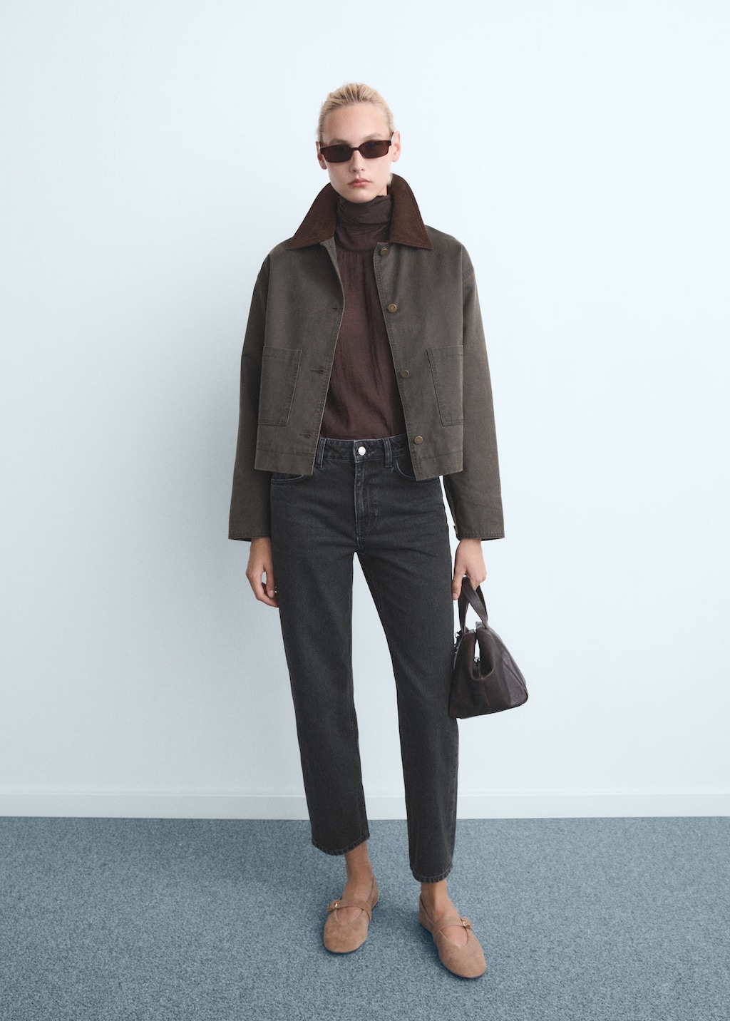 Mango Jean Slim Taille Haute Black Denim - Femme - 36 -