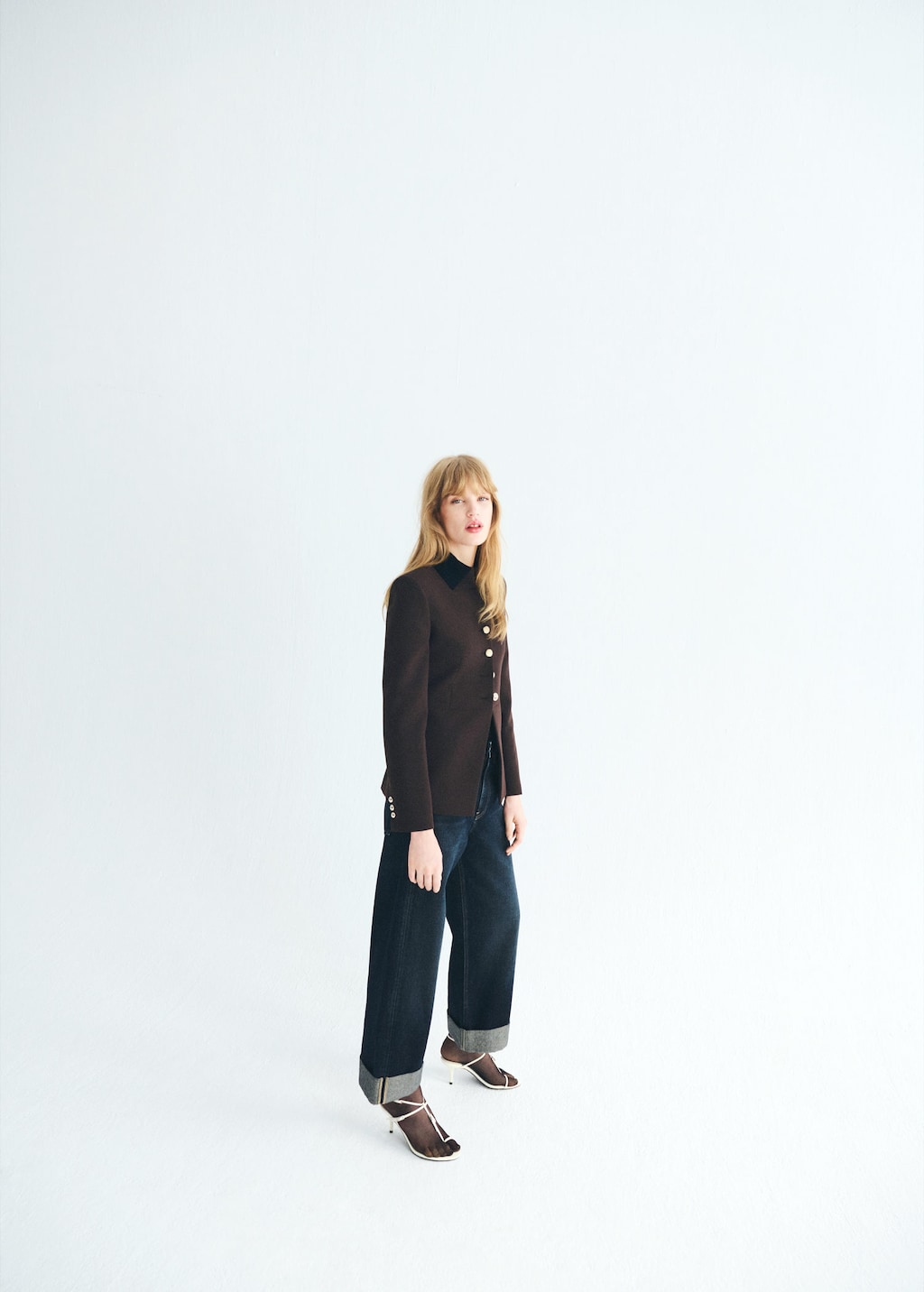 Jacket with jewel-button strip collar brown - Woman - 4XL - MANGO