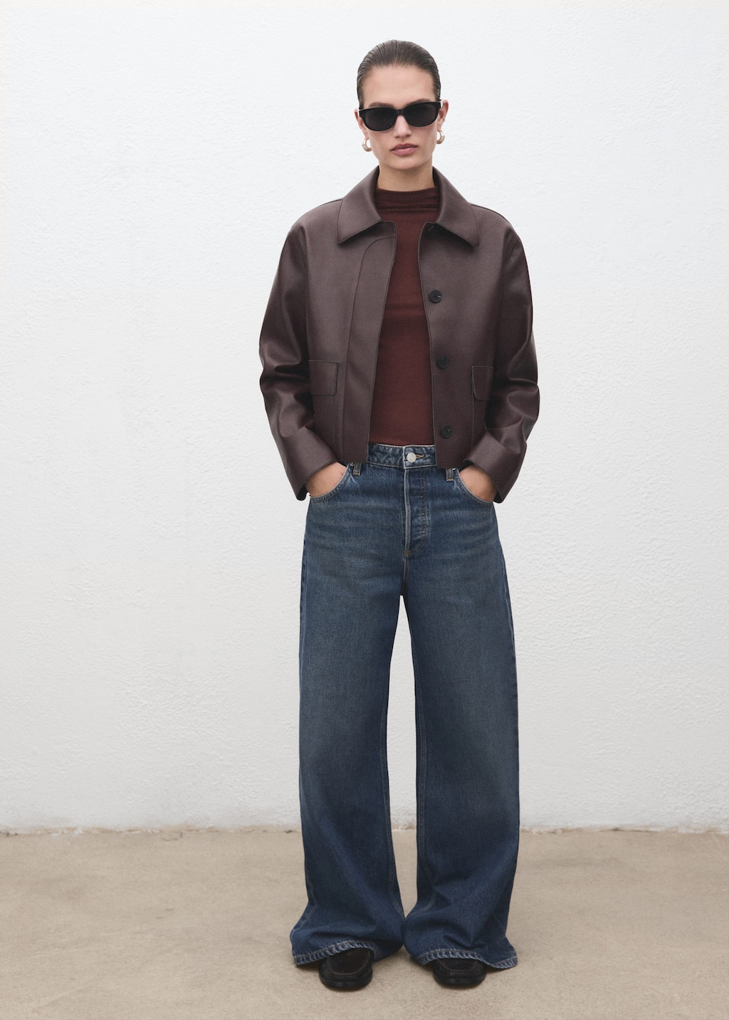 Mango Turtleneck T-shirt Brown