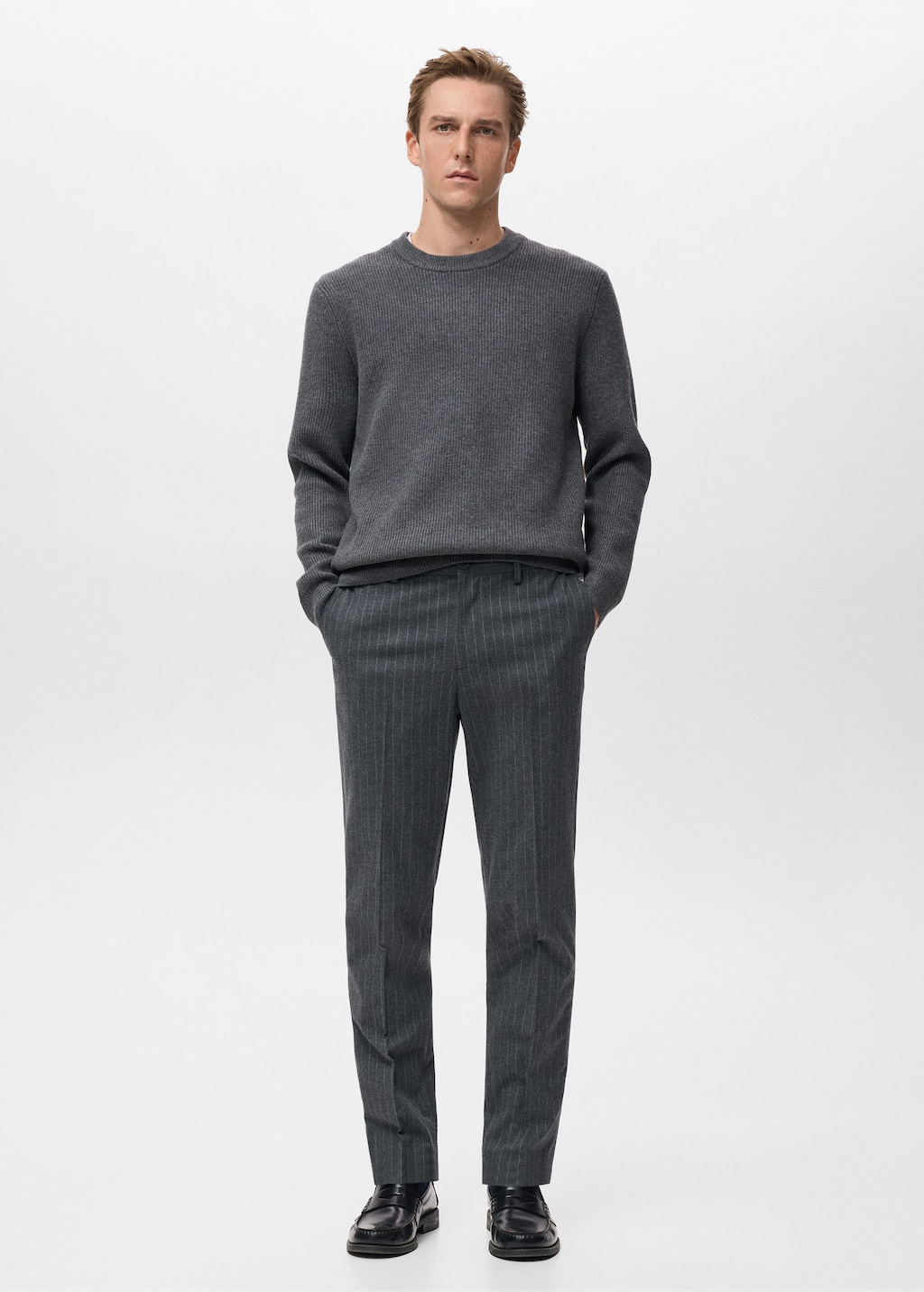 Mango Man Trousers Brest Medium Heather Grey In Gray