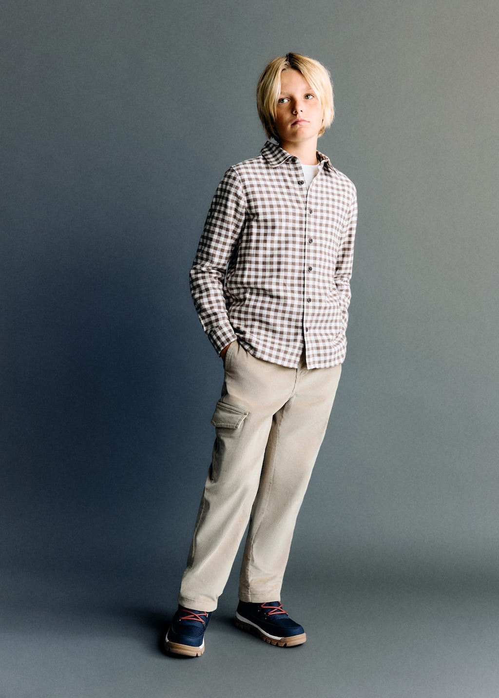 Mango Kids' Corduroy Cargo Trousers Sand In Multi