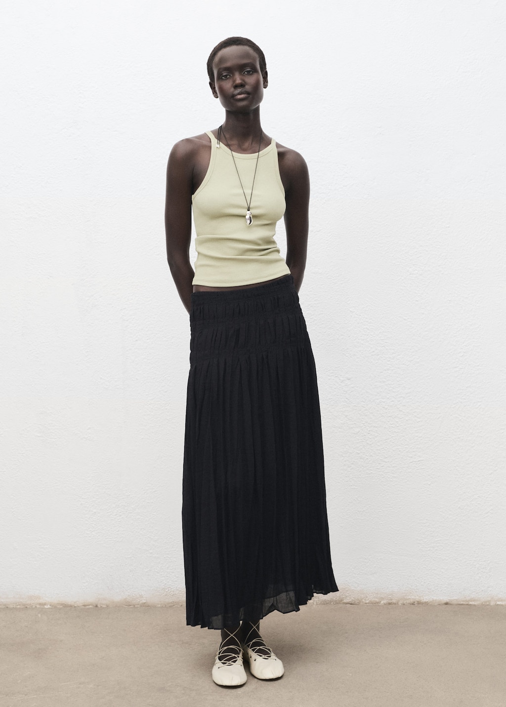 Ribbed cotton-blend top khaki - Woman - L - MANGO