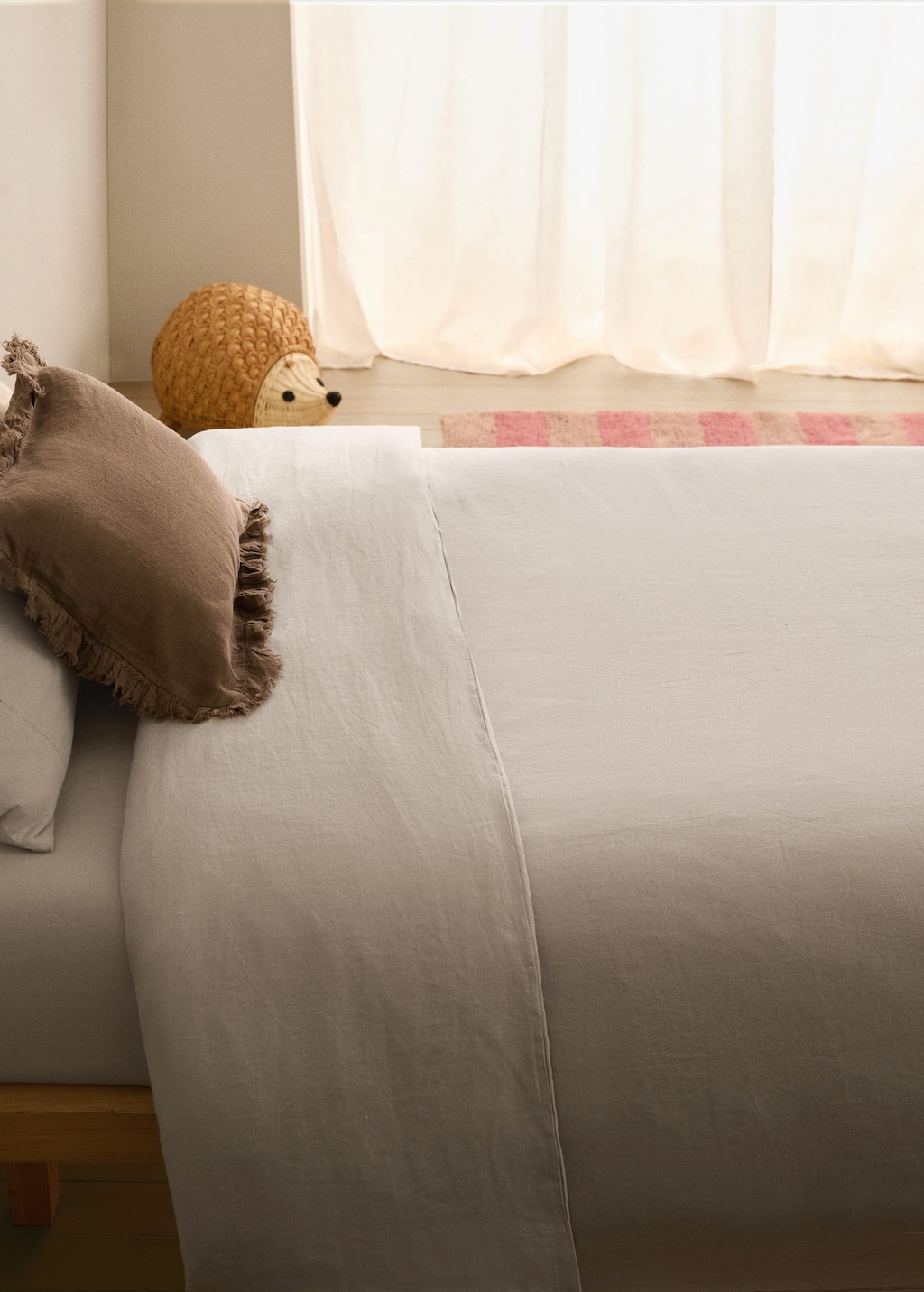 Mango Home Washed Linen Children's Duvet Cover With Hemstitch For 90 Cm Bed Medium Brown