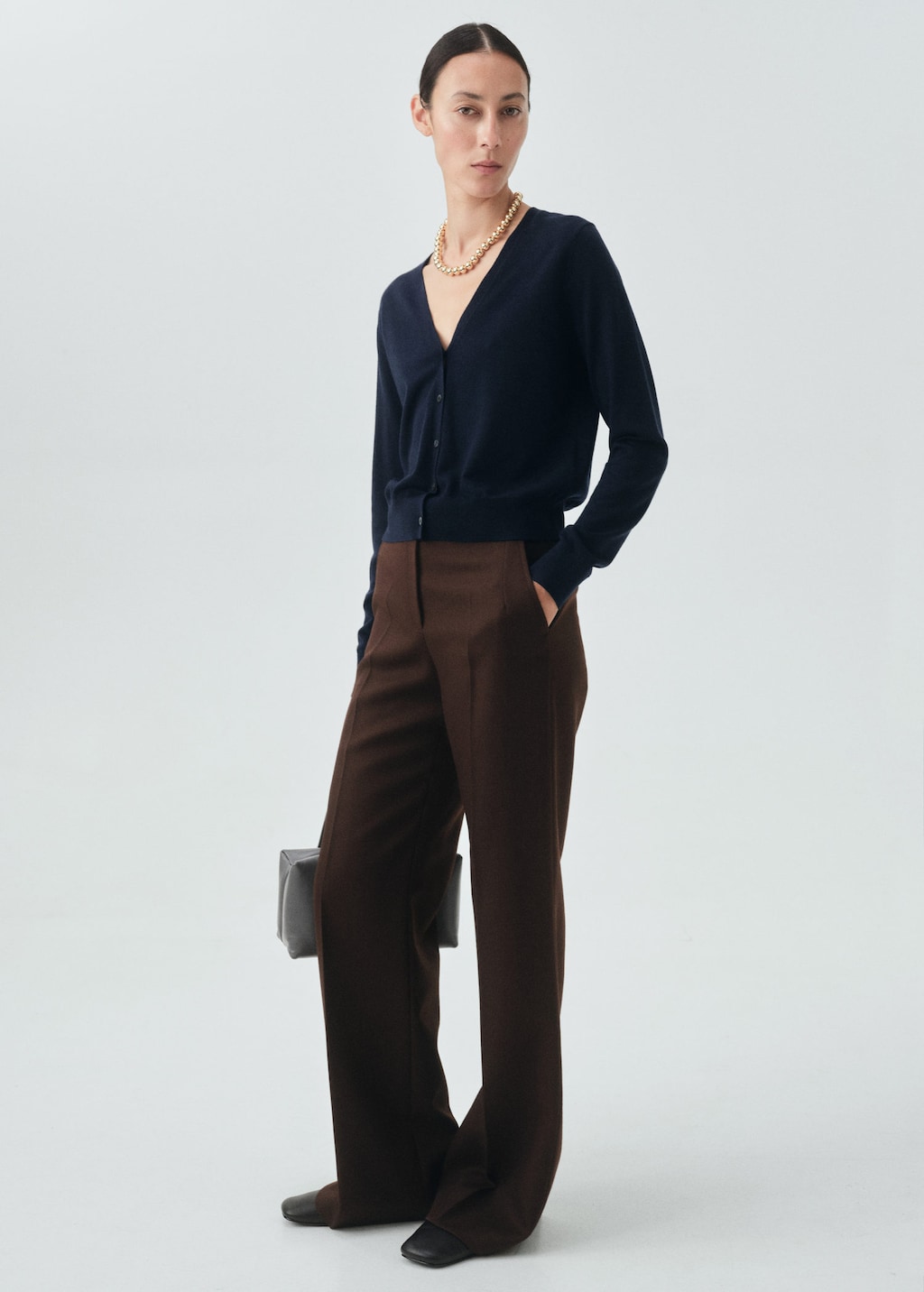 100% wool V-neck cardigan navy - Woman - XS - MANGO