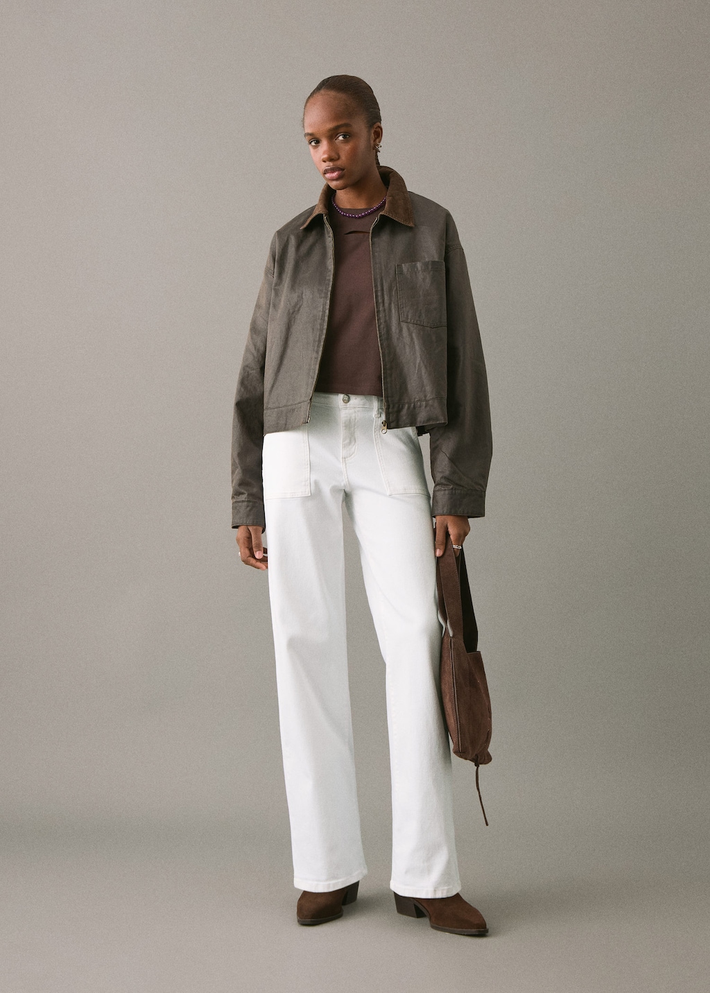Mango Teen Veste Biker En Similicuir Marron - Fille - S -  In Brown