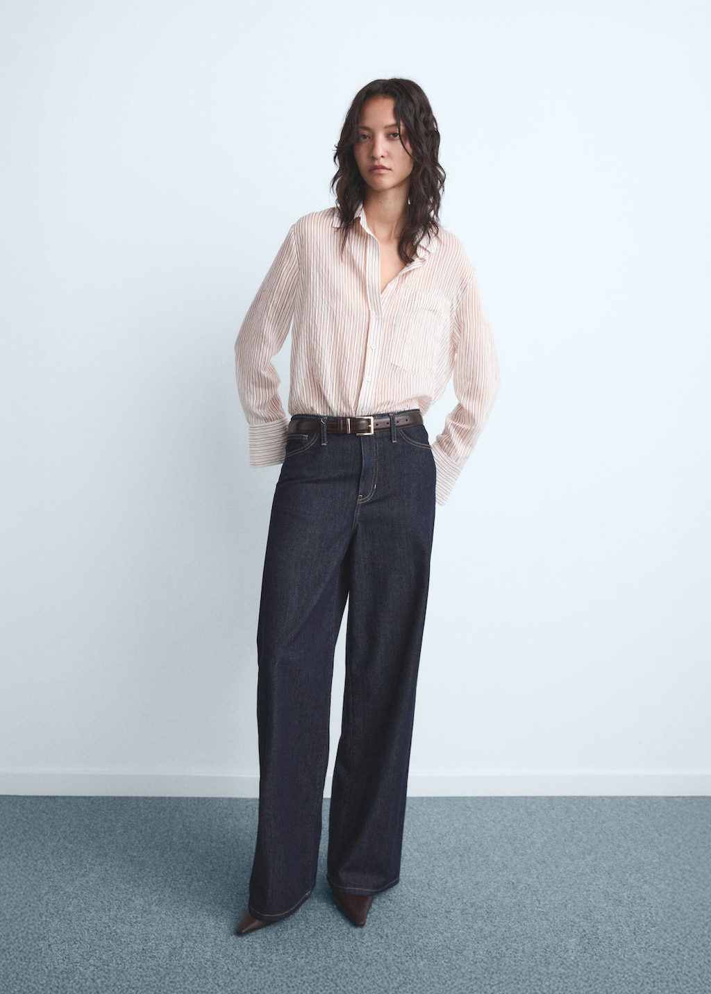 Wideleg mid-rise jeans open blue - Woman - 14 - MANGO
