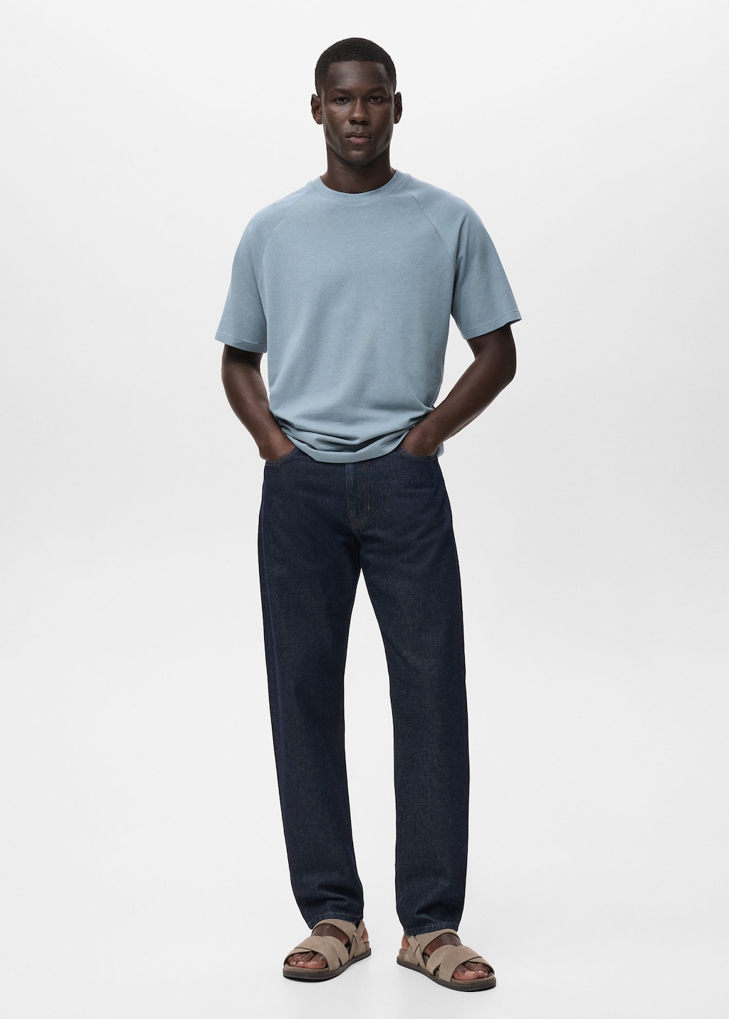 Mango Man T-shirt Coton Lin Relaxed-fit Bleu Indigo - Homme - Xxl -  In Blue