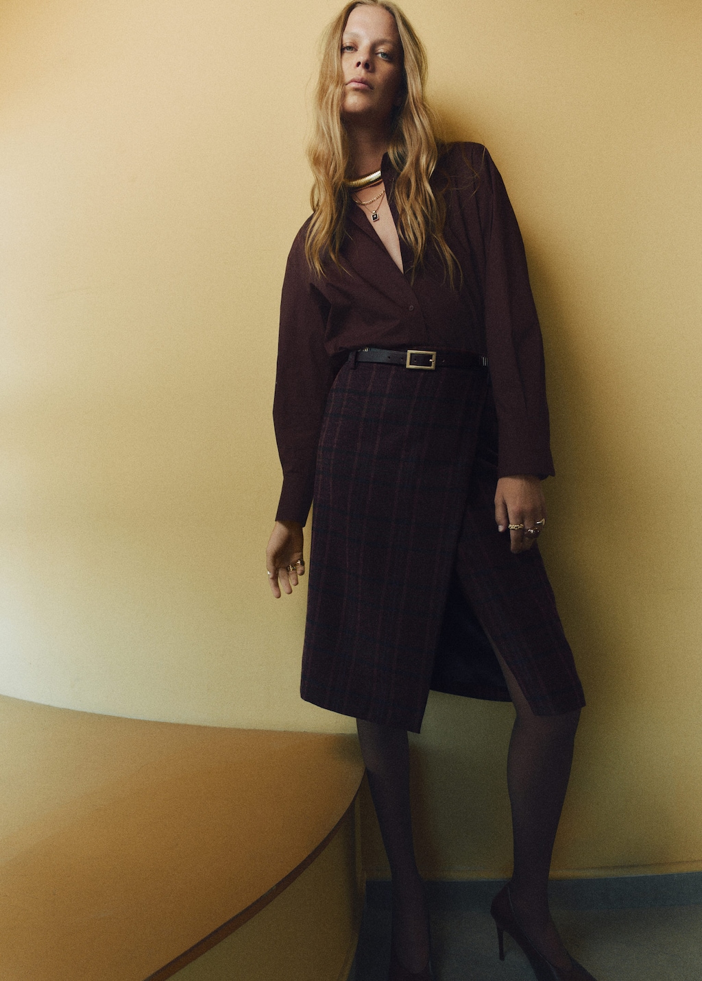 Mango Oversize Poplin Shirt Brown