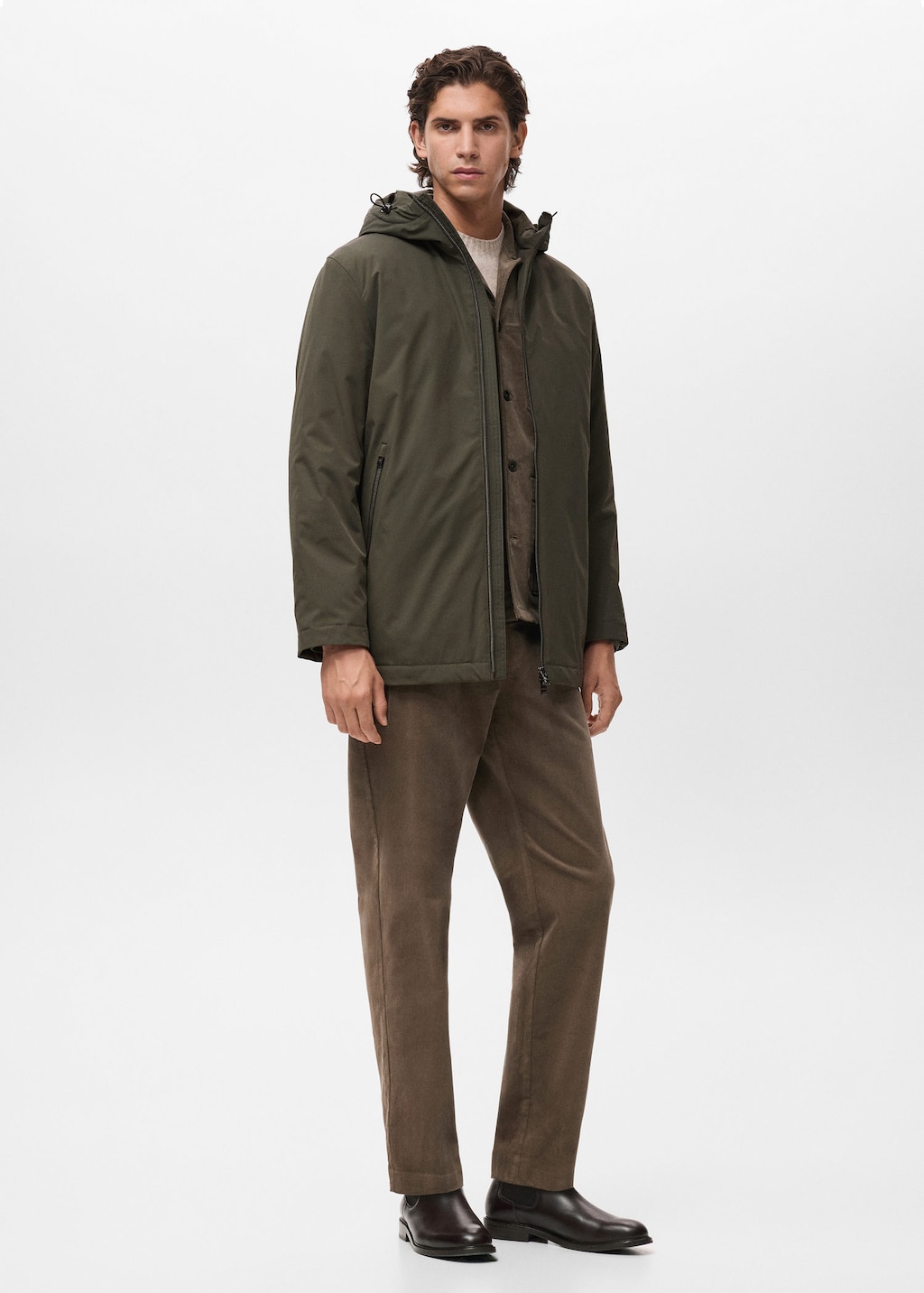 Mango Man Parka Capuche Résistante À L'eau Vert Foncé - Homme - L -  In Green