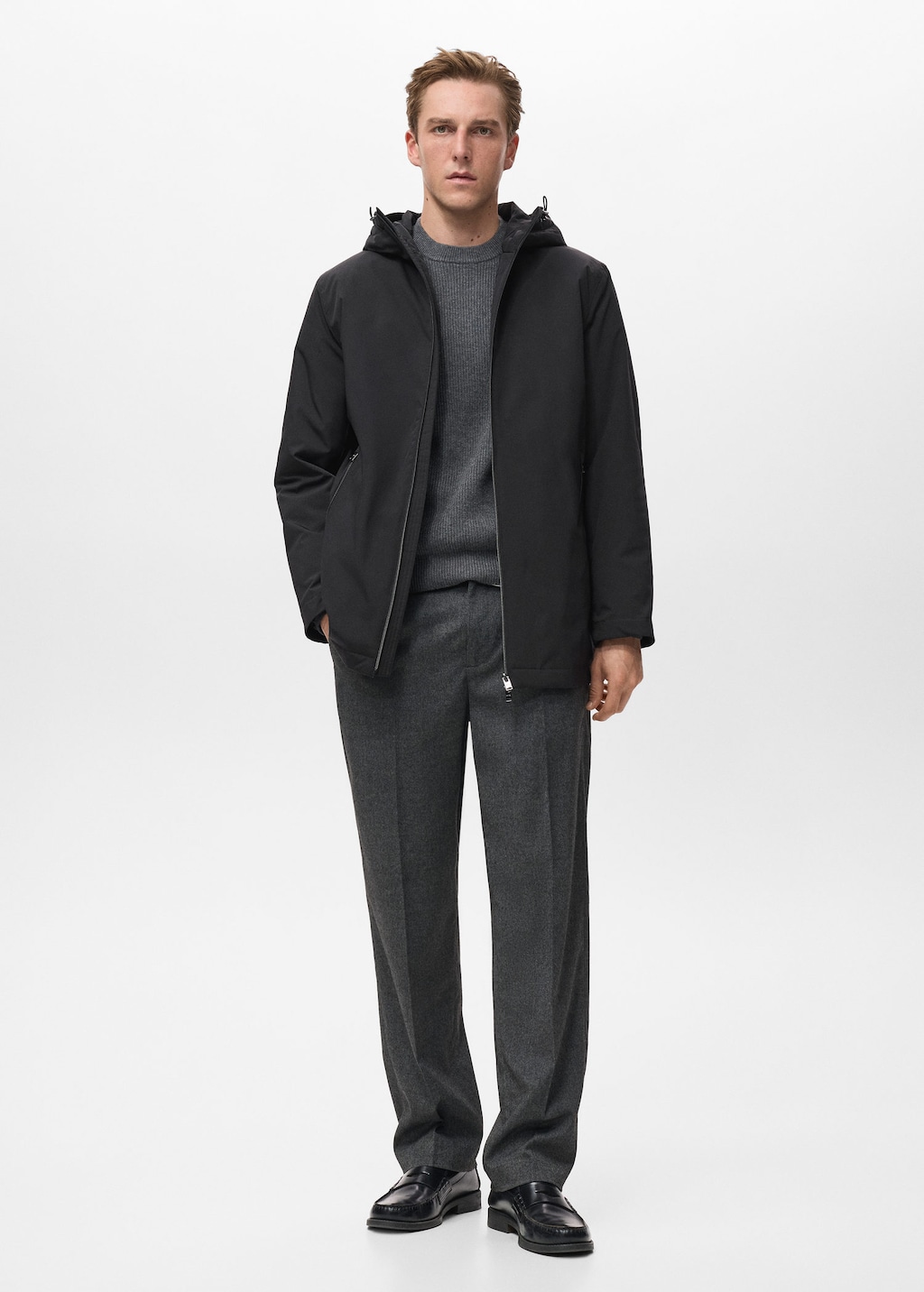 Mango Man Parka Capuche Résistante À L'eau Noir - Homme - Xxl -  In Black