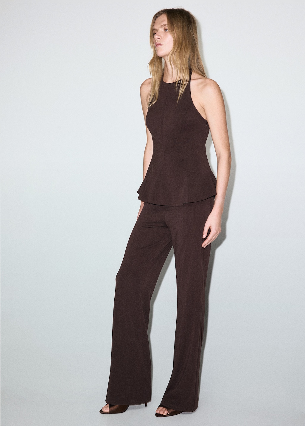 Mango Straight-fit Trousers With Elastic Waist Brown