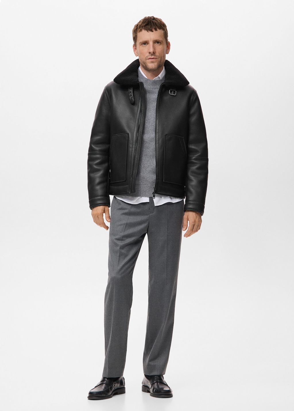 Mango Man Blouson Simili-cuir Imitation Mouton Retourné Noir - Homme - Xl -  In Black