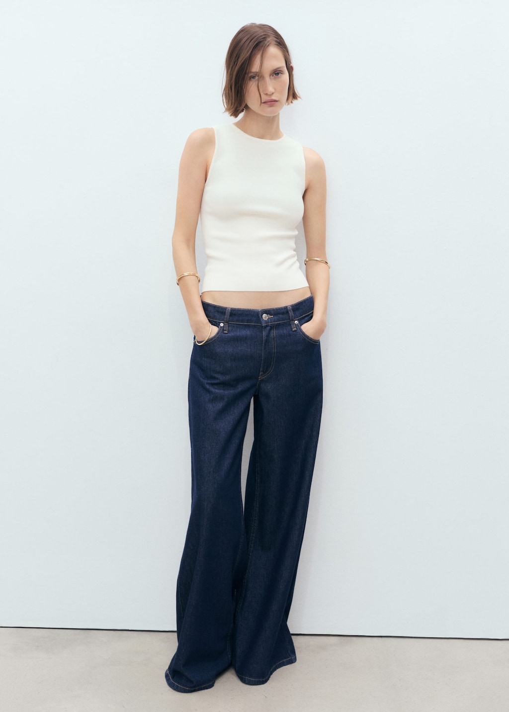 Fine-knit top ecru - Woman - XS - MANGO
