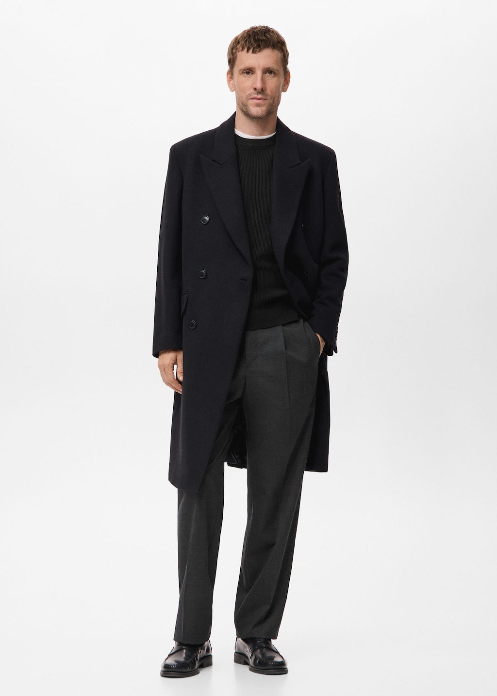 Mango Man Pull Coton Maille Fine Côtelée Noir - Homme - Xxl -  In Black