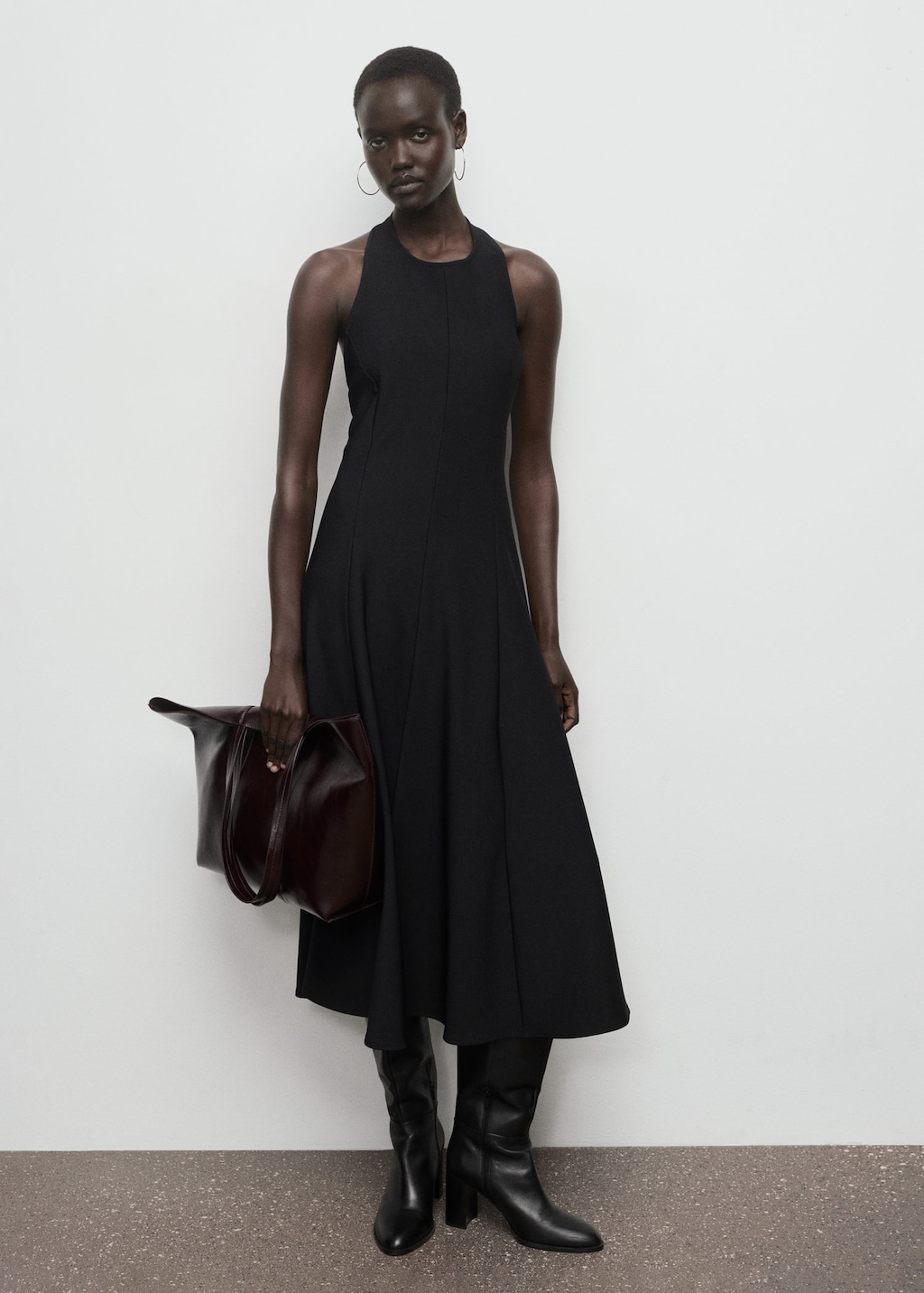 Halter-neck pleated dress black – Woman – 6 – MANGO