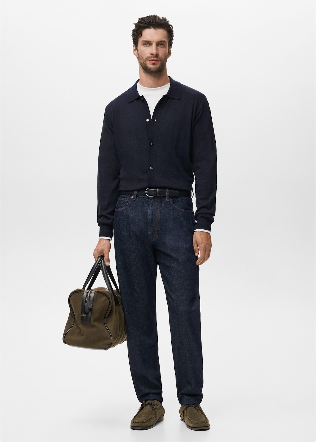 100% merino wool cardigan navy - Man - M - MANGO MAN