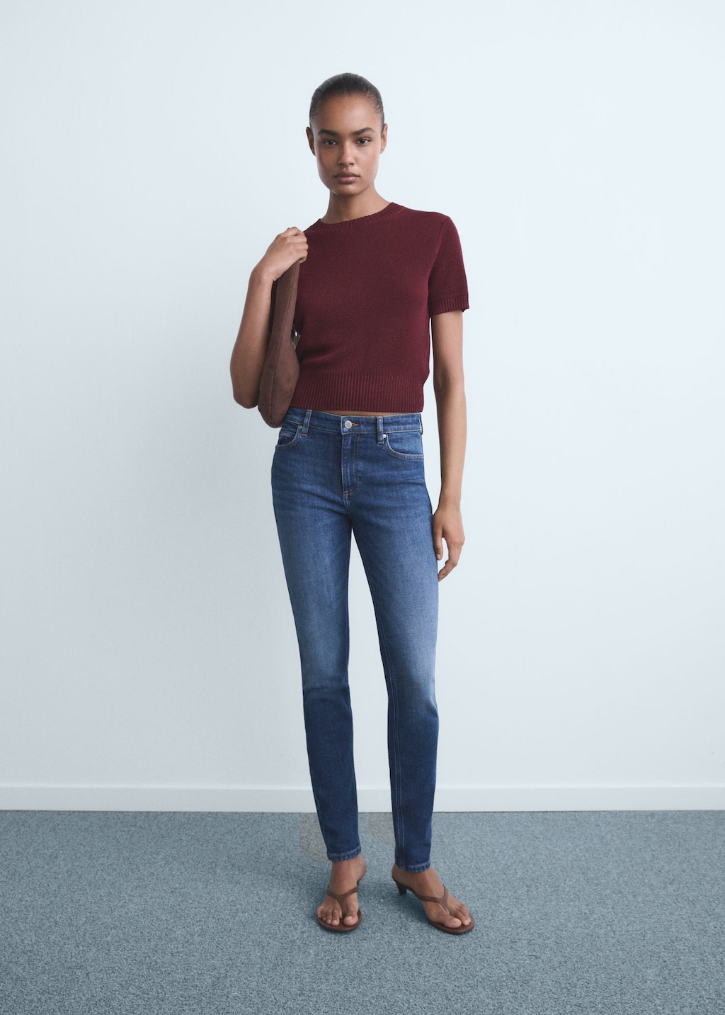 Mango Mid-rise Skinny Jeans Dark Blue In Multi