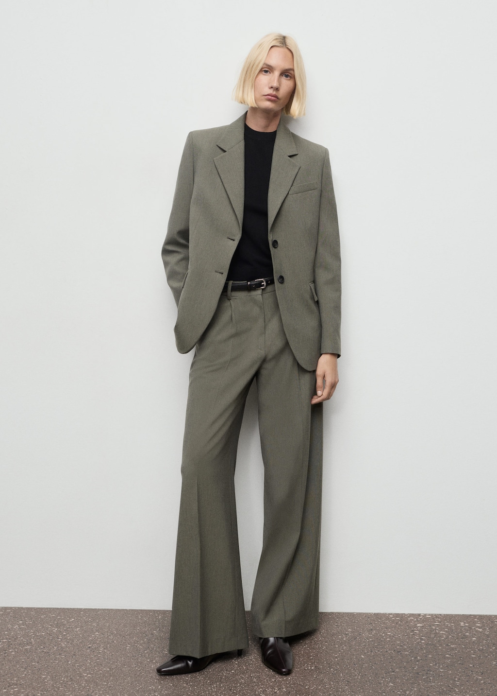 Mango Suit Jacket With Pockets Pastel Green