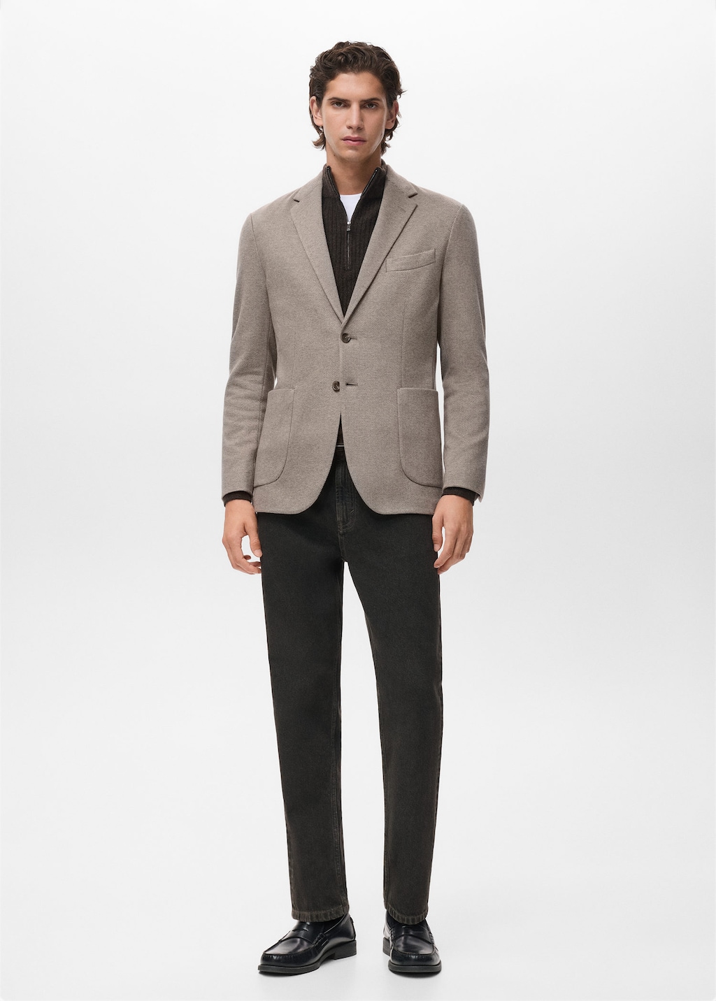 Mango Man Blazer Aneto Beige In Gray