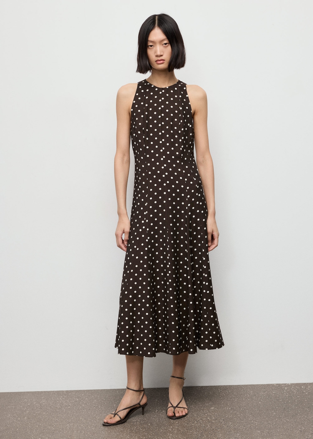 Mango A-line Polka-dot Dress Chocolate In Brown