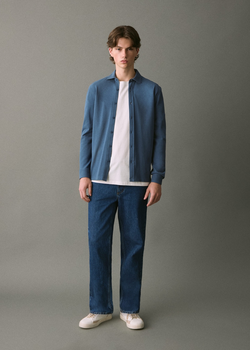 Mango Teen Cotton Polo Shirt Navy In Blue