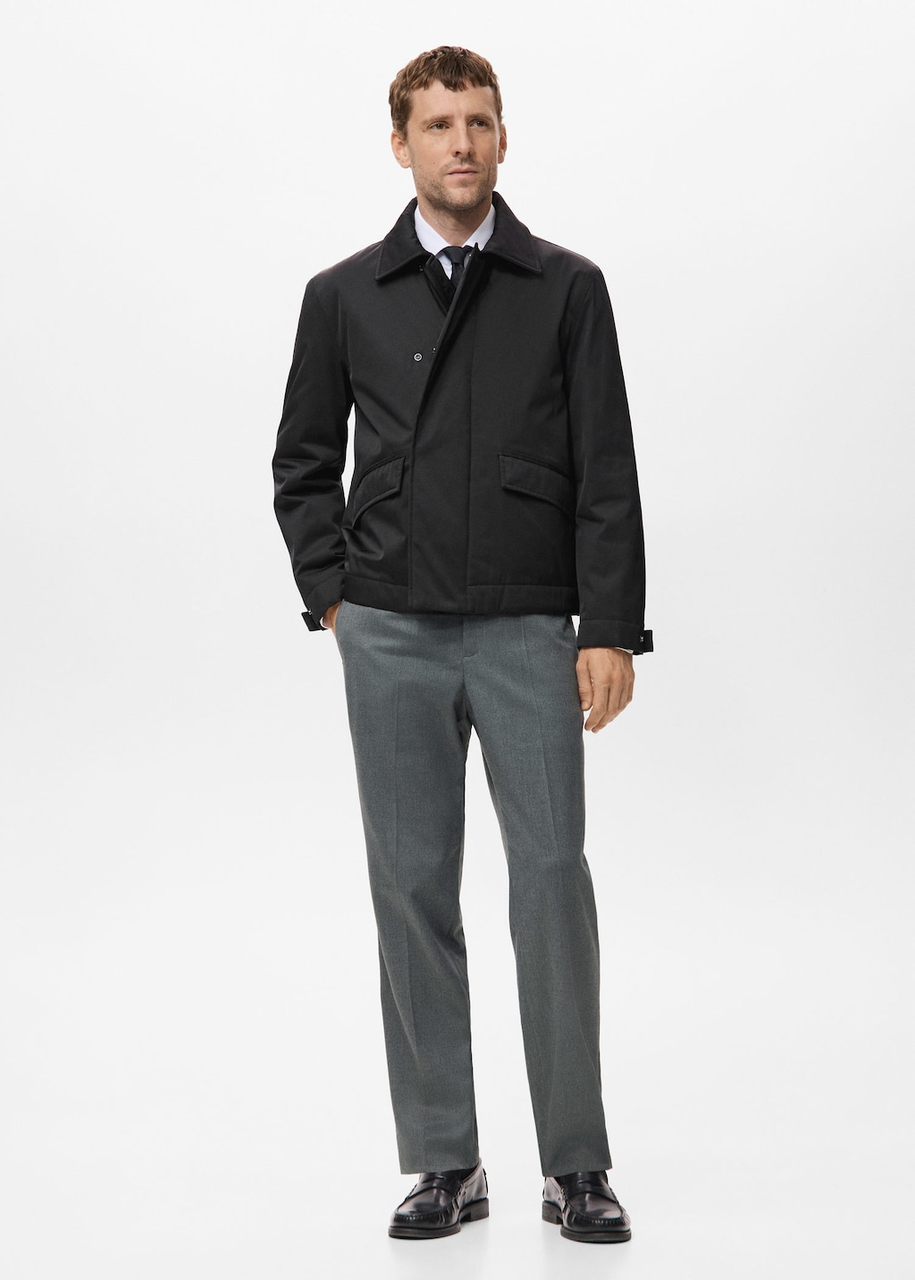 Mango Man Water-repellent Jacket With Pockets Black