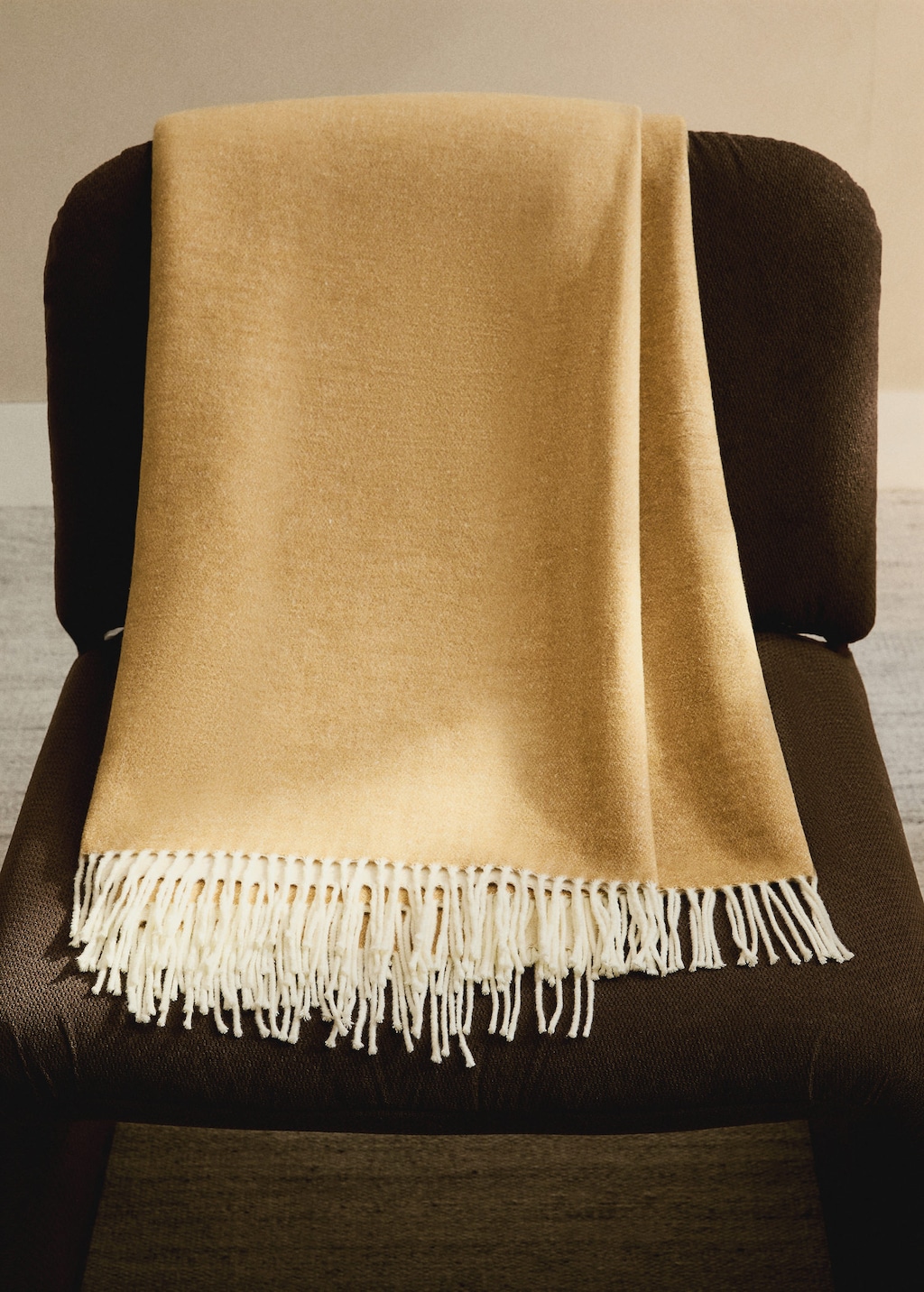 Mango Home Double-sided Cotton Blanket With Fringes Yellow