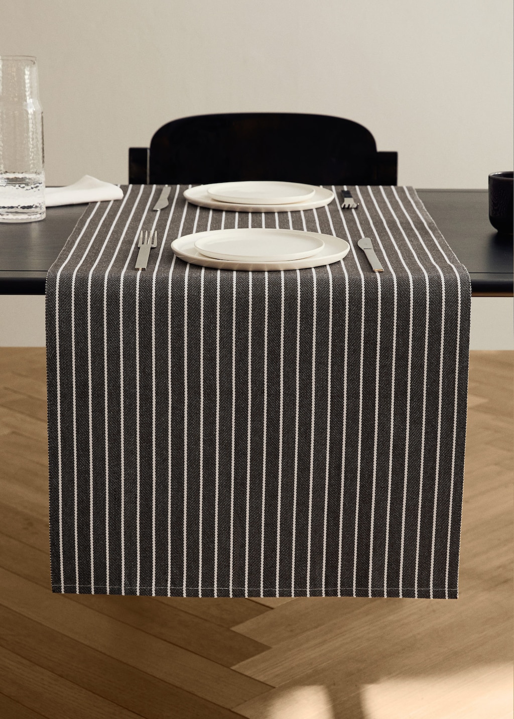 Mango Home Striped Cotton Table Runner Brown