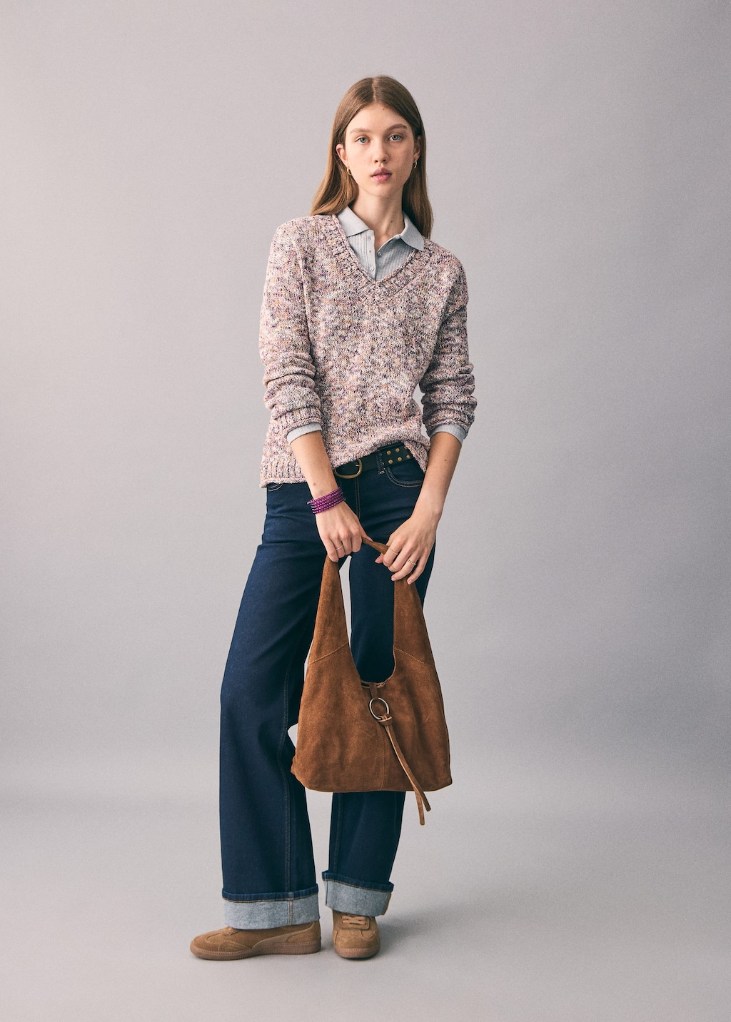 Mango Teen Flecked Sweater Pastel Pink