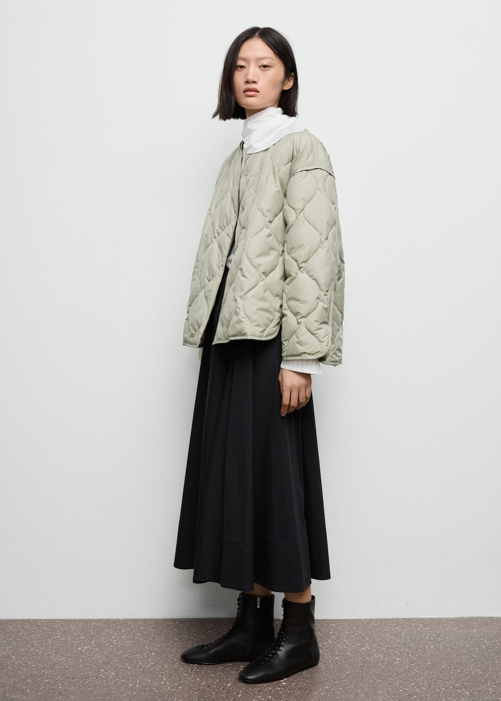 Mango Oversize Quilted Down Anorak Pastel Green In Neutral
