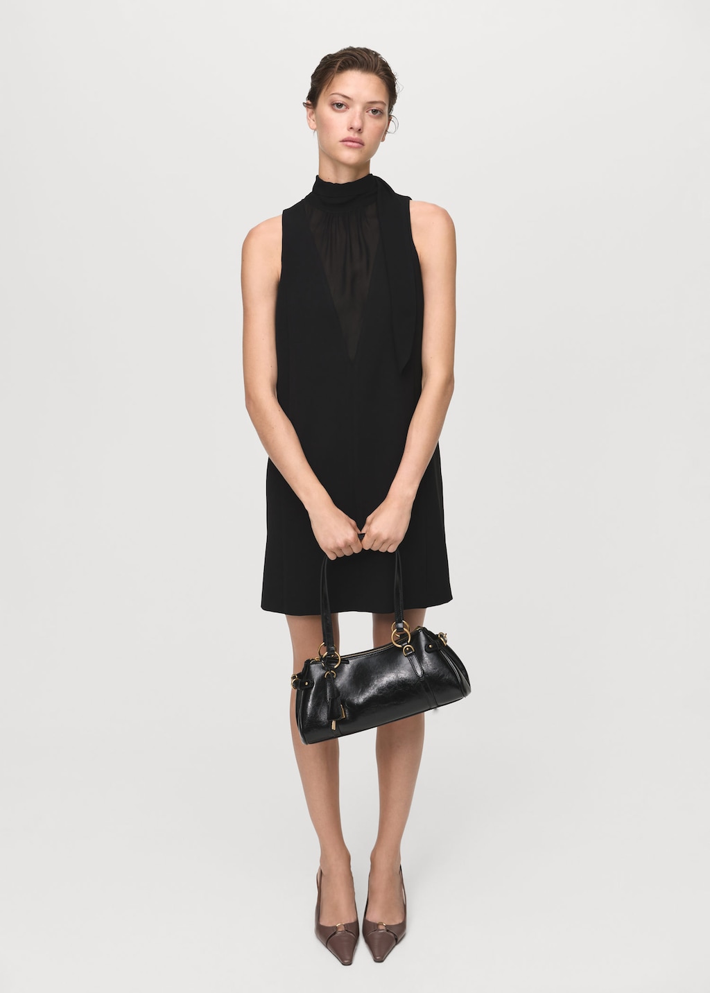Bow cut-out detail dress black - Woman - 14 - MANGO