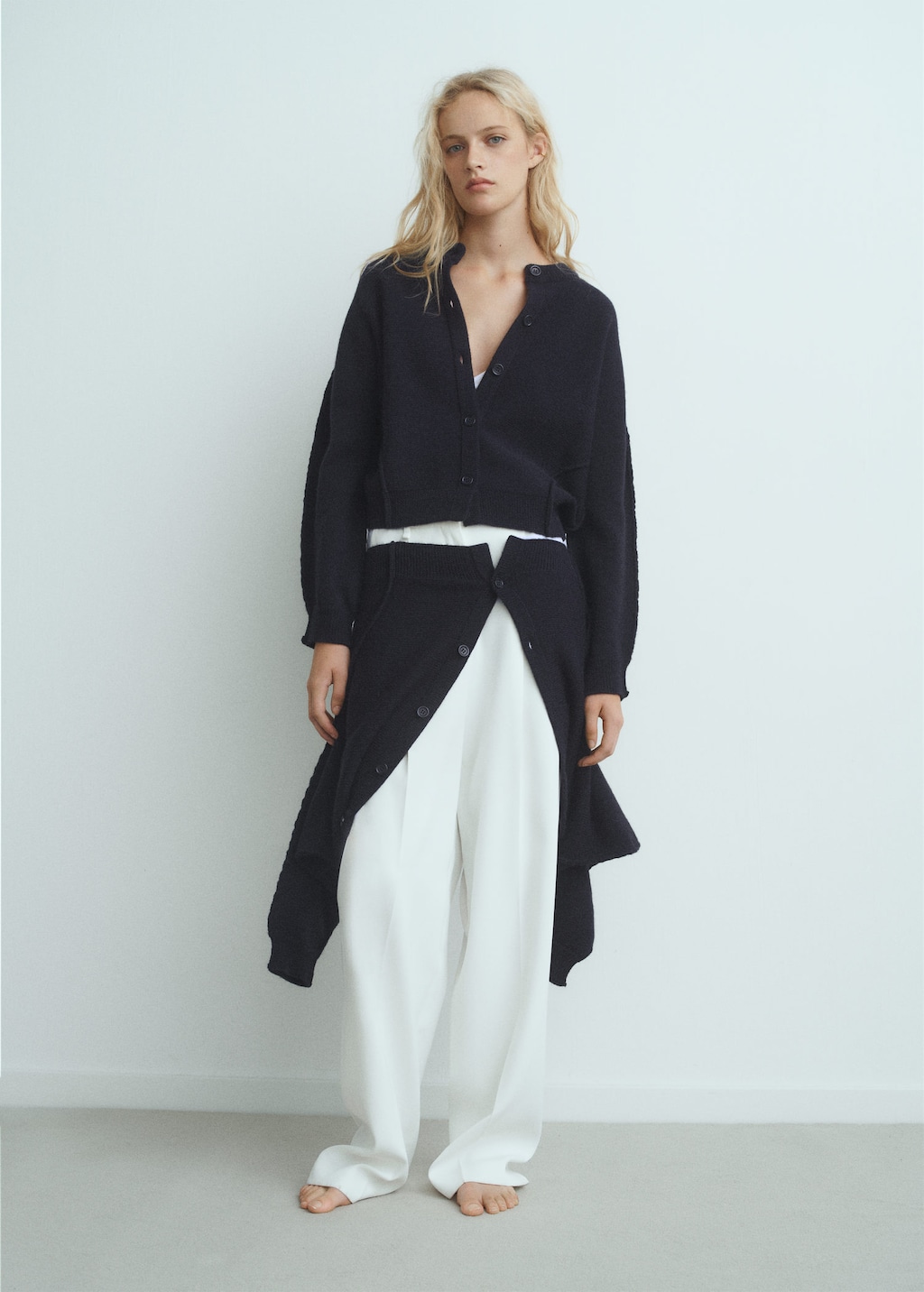 Mango Straight-fit Cardigan With Buttons Dark Navy In Blue
