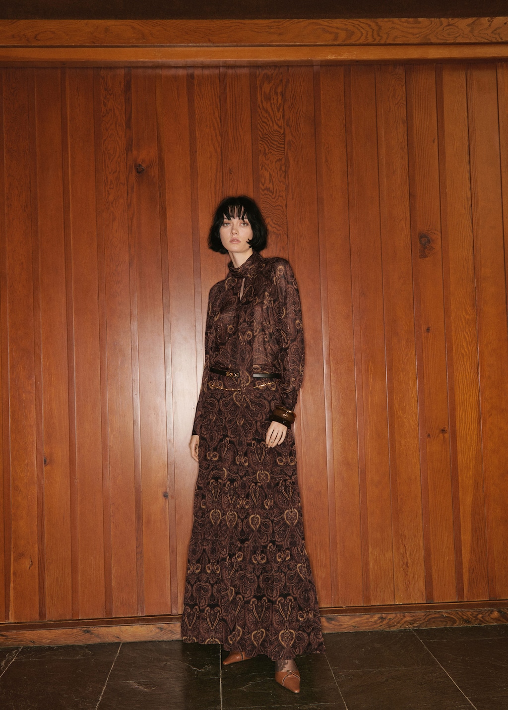 Mango Paisley-print Blouse With Foulard Brown