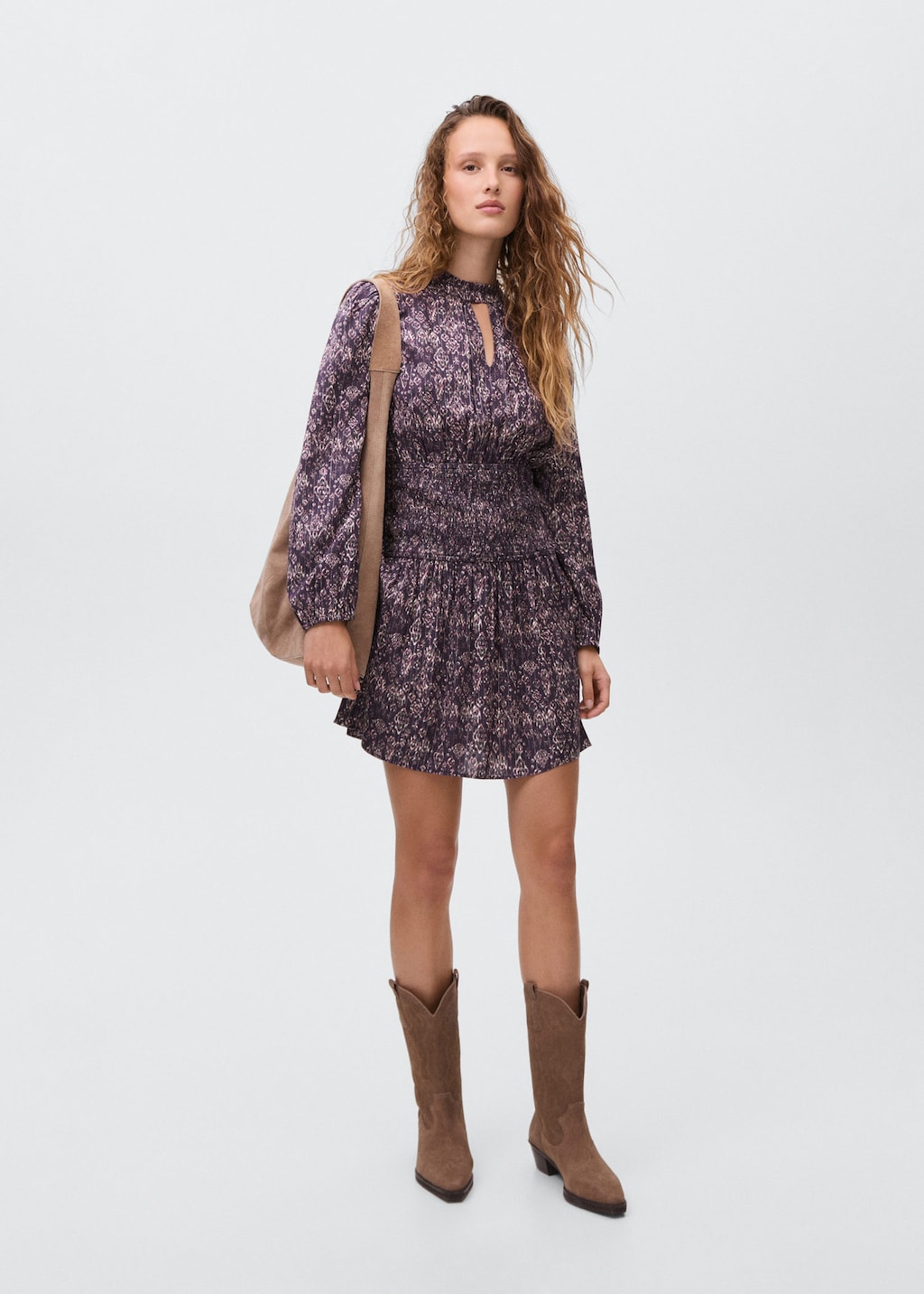 Mango Teen Robe Fluide Imprimée Violet - Fille - L -  In Purple
