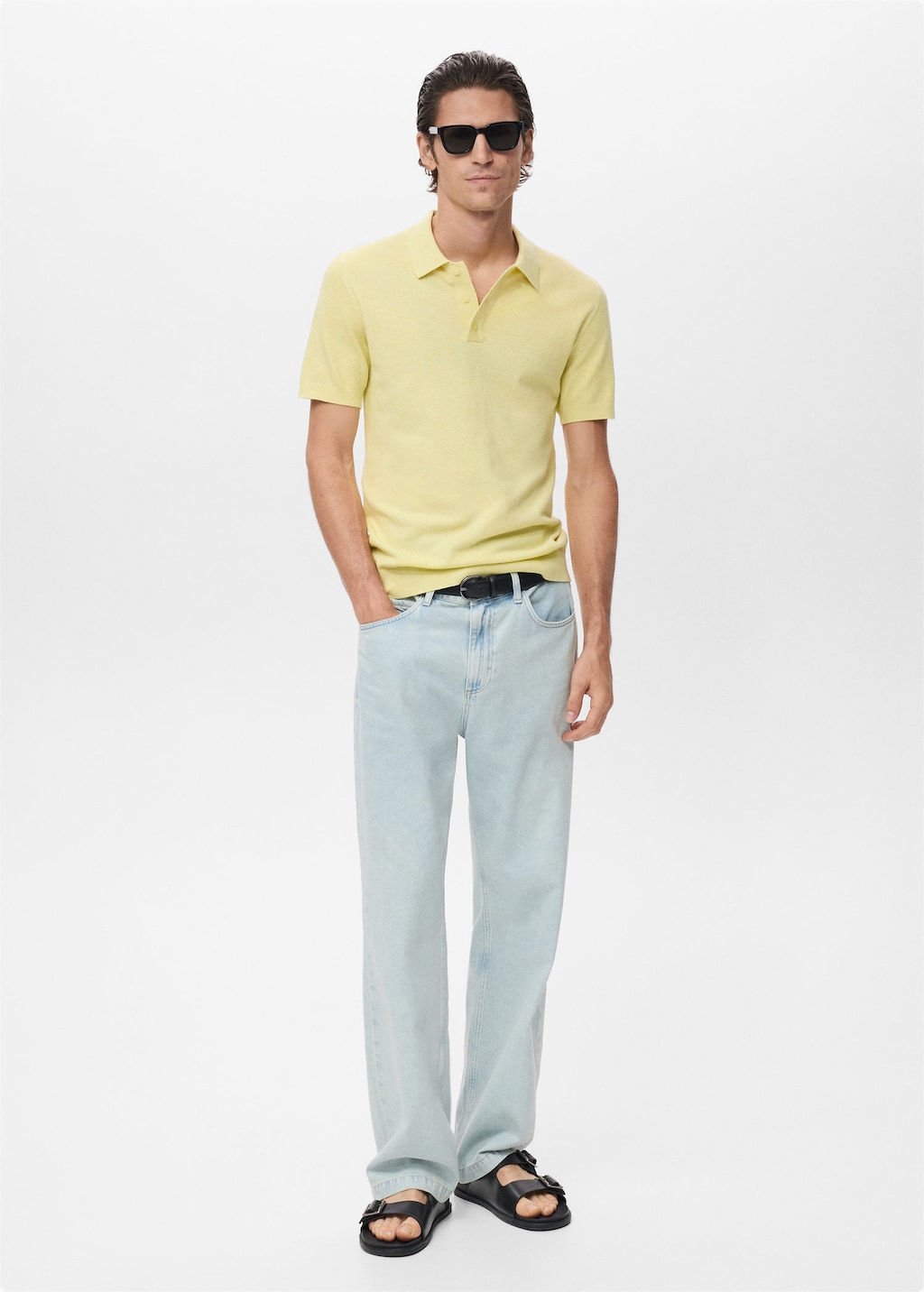 Mango Man Polo Maille Structurée Slim-fit Jaune Fluo - Homme - Xxl -  In Yellow