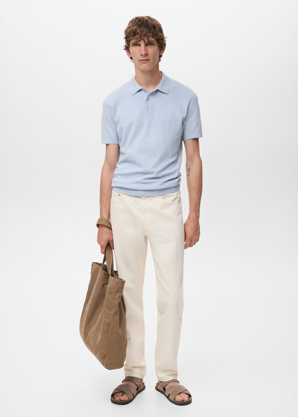 Mango Man Polo Maille Structurée Slim-fit Vert D´eau - Homme - Xl -  In Blue