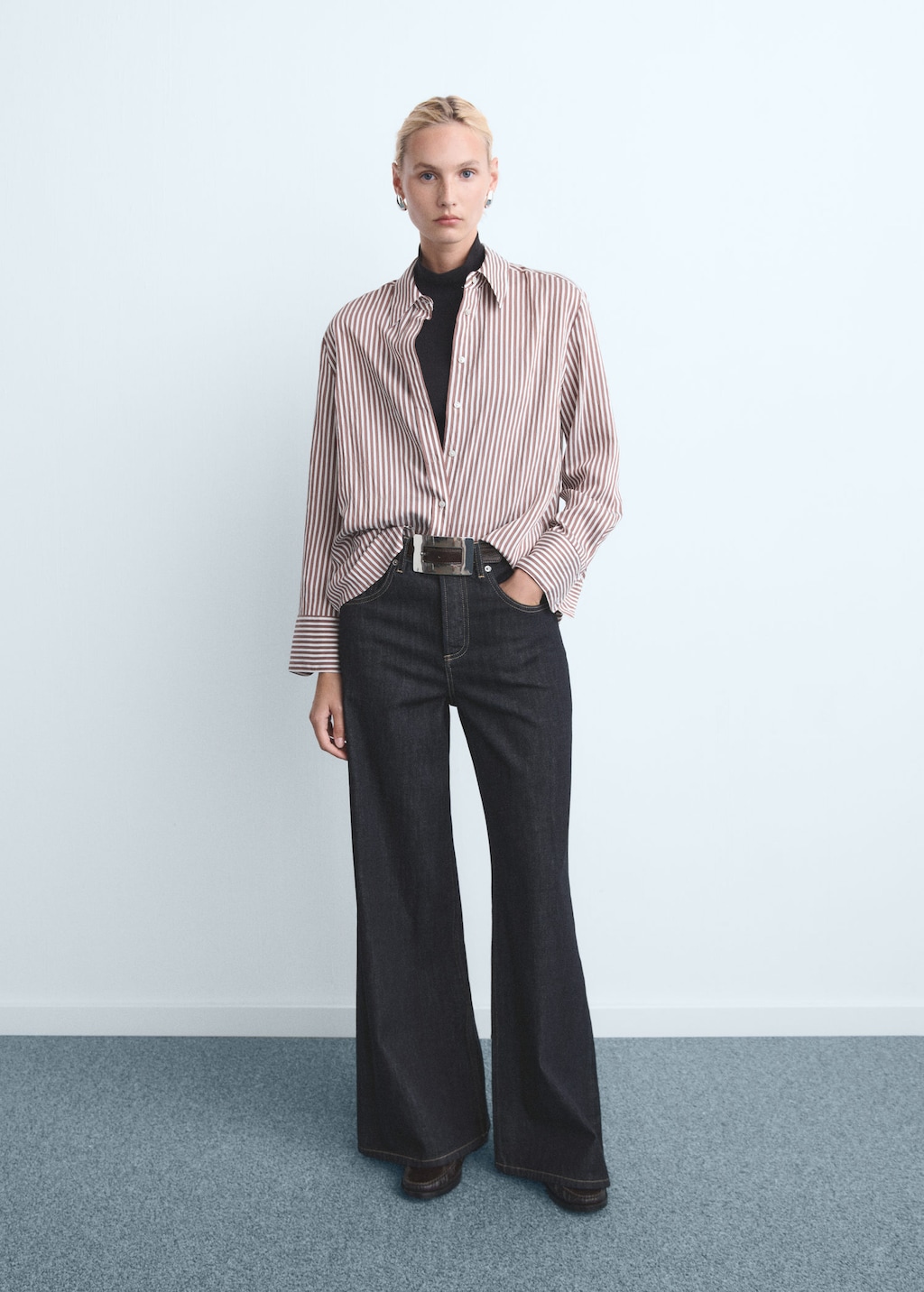Mango Jean Large À Boutons Bleu - Femme - 36 -  In Brown