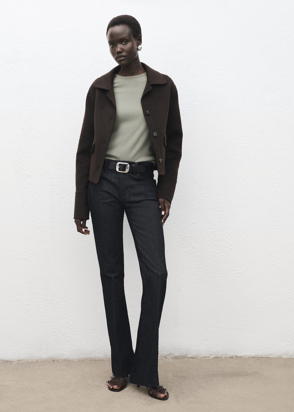Mango Long Sleeve T-shirt Khaki In Black