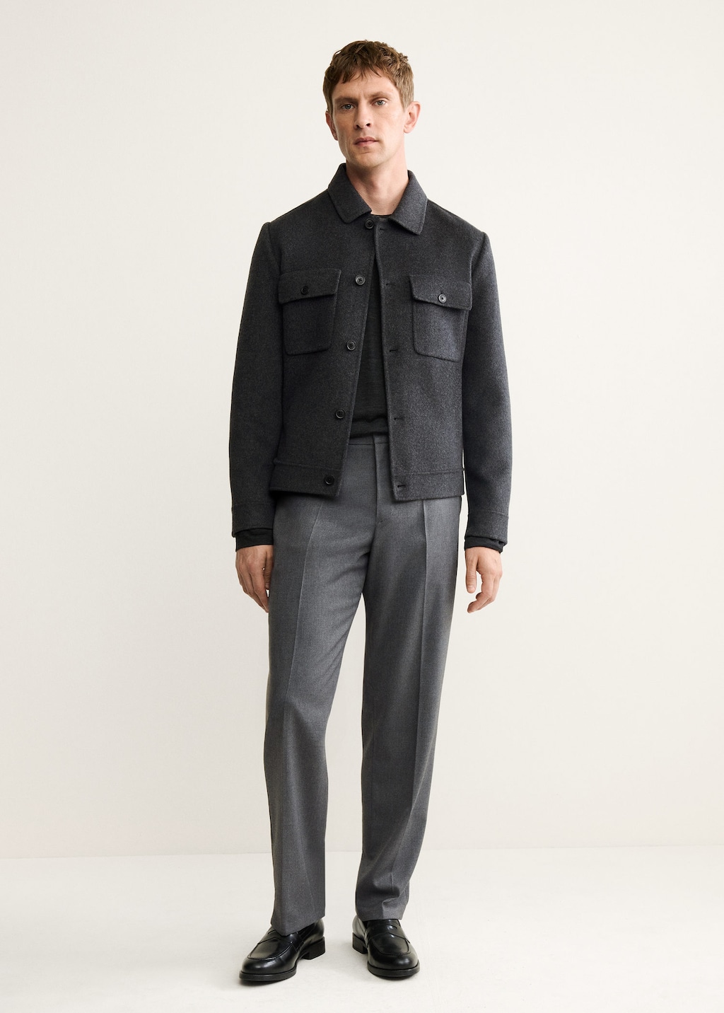 Mango Man Handmade Wool Jacket With Pockets Medium Heather Grey In Gray