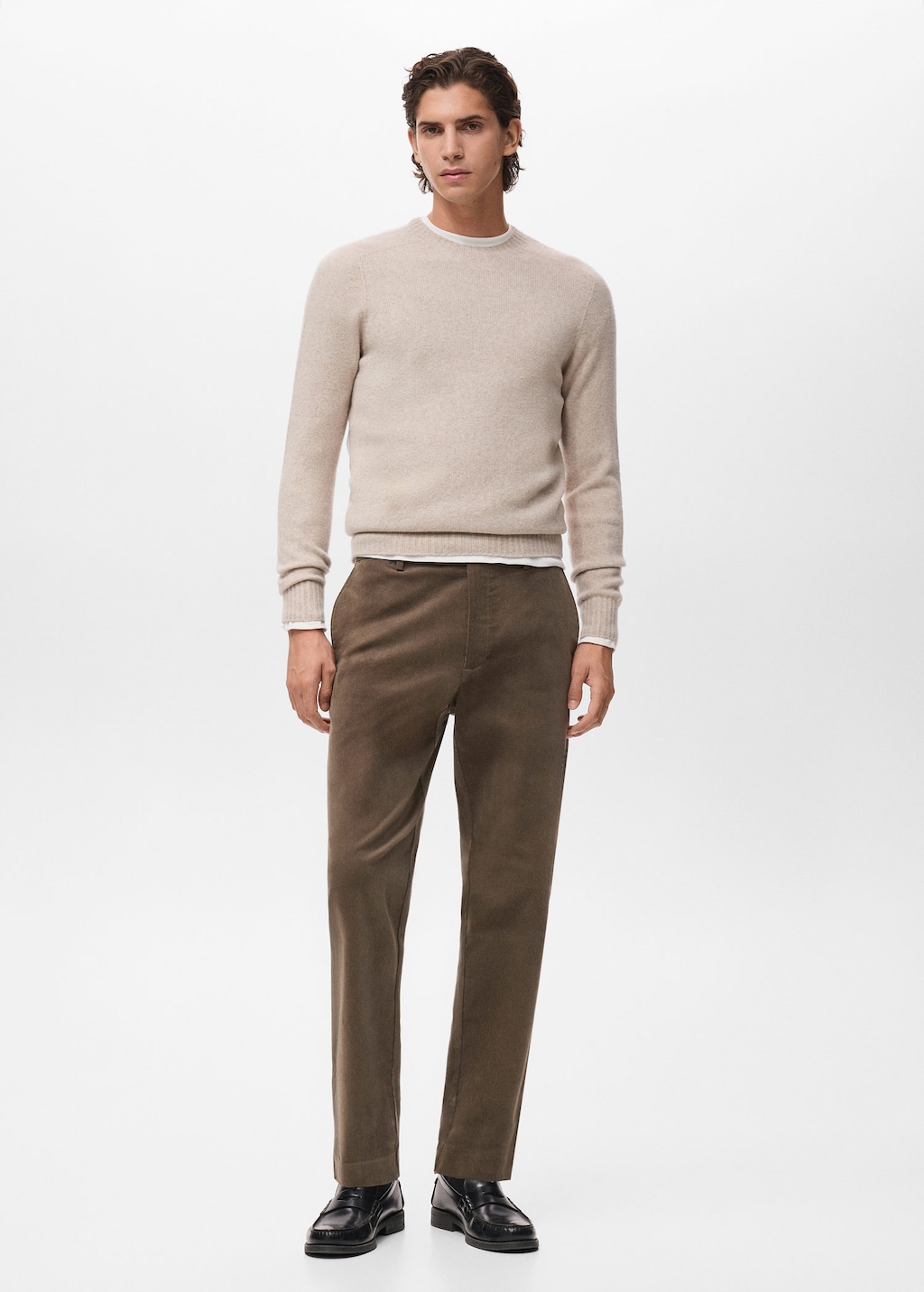 Mango Man Pull-over Maille Laine Mélangée Sable - Homme - Xxl -  In Brown