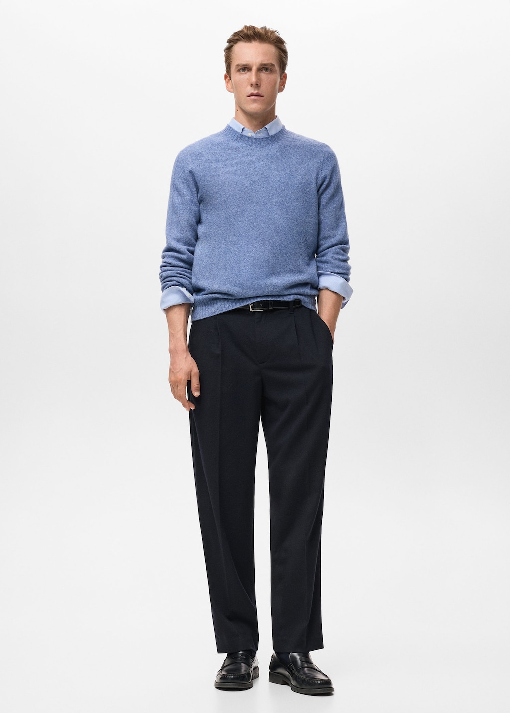 Mango Man Pull-over Maille Laine Mélangée Bleu - Homme - Xl -  In Blue