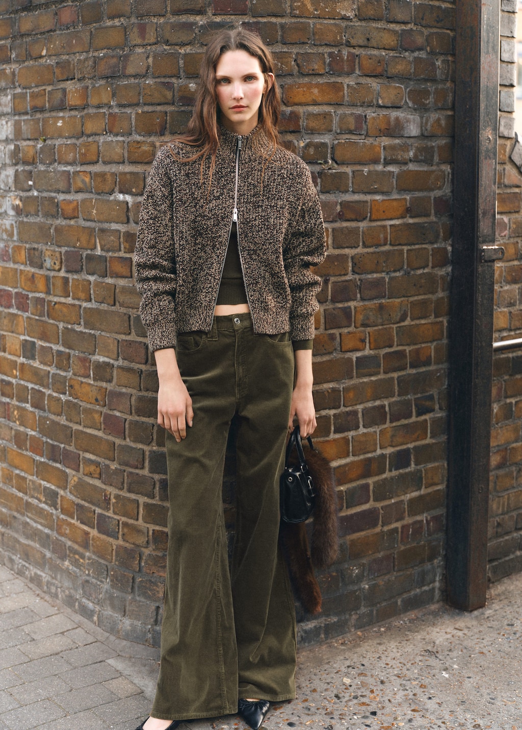 Mango Wide-leg Corduroy Jeans Khaki In Brown