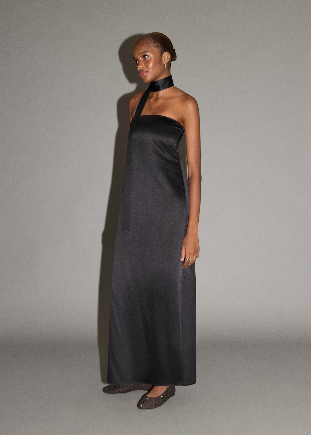 Mango Teen Midi-dress With Waist Tie Black