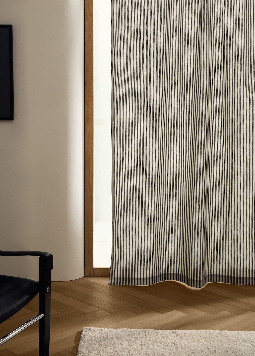 Mango Home Cotton Curtain With Thick Stripes Black