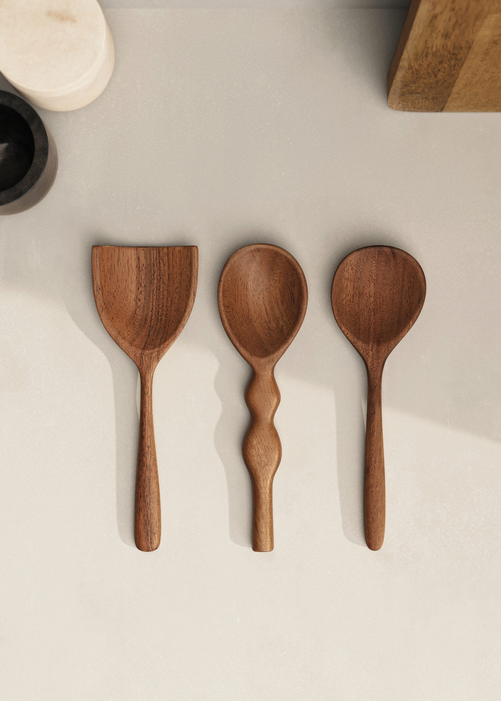 Mango Set Of 3 Acacia Wood Serving Spoons Brown