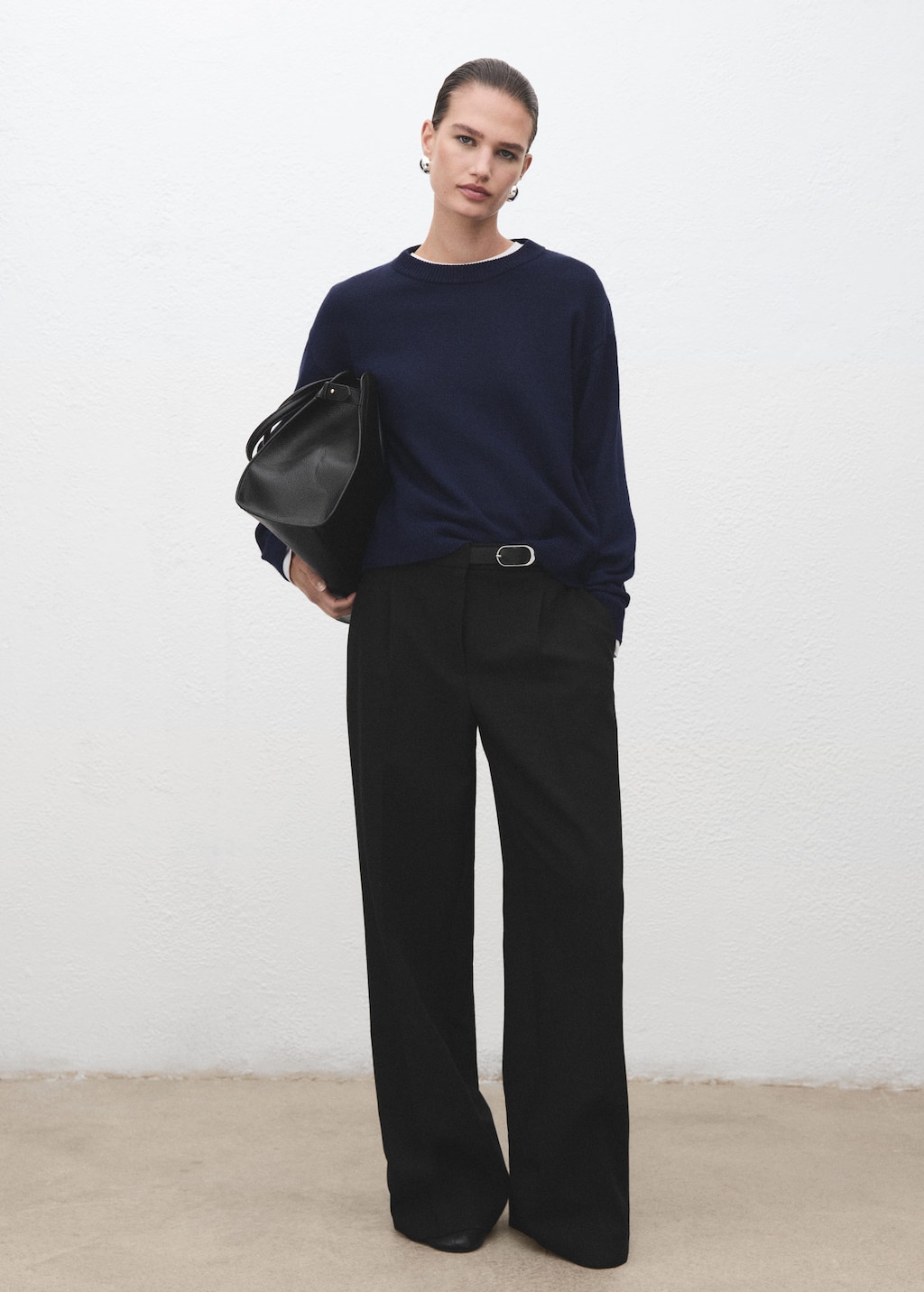 Mango Combined Belt Trousers Black
