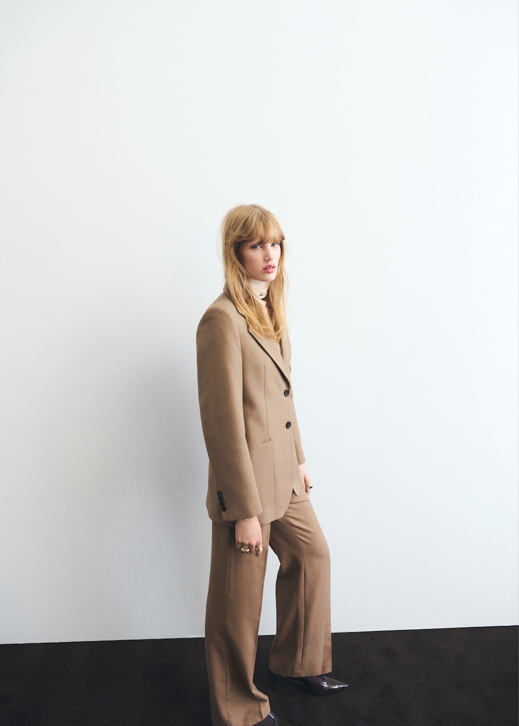 Straight wool-blend suit trousers medium brown - Woman - 24 - MANGO