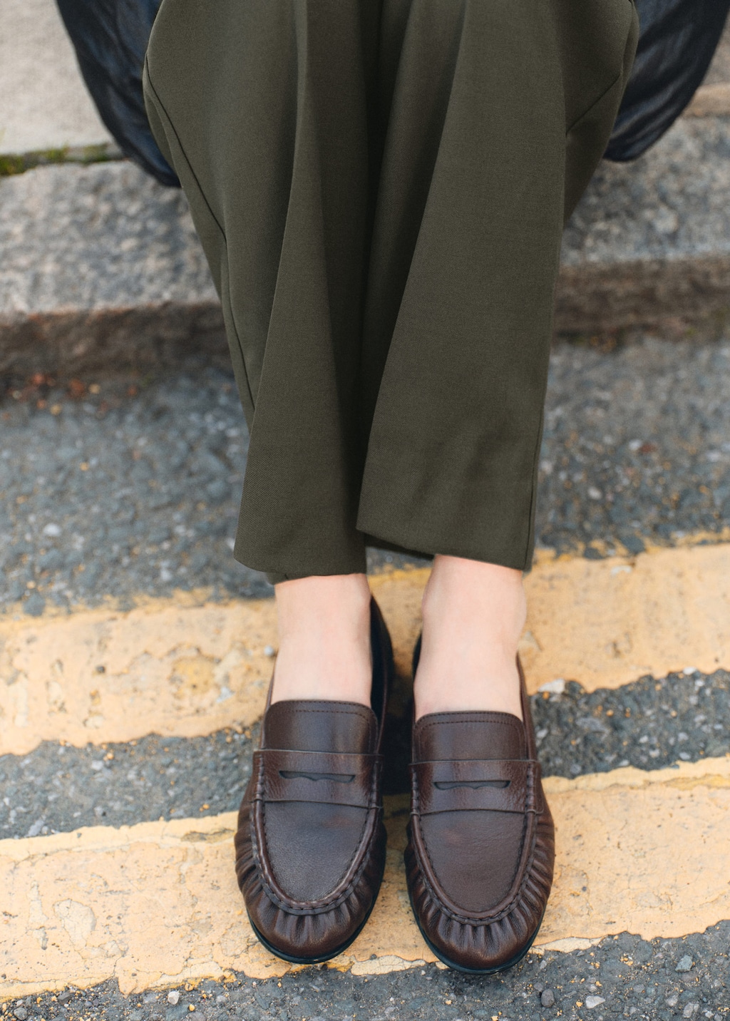 Mango Leather Penny Loafers Chocolate In Brown