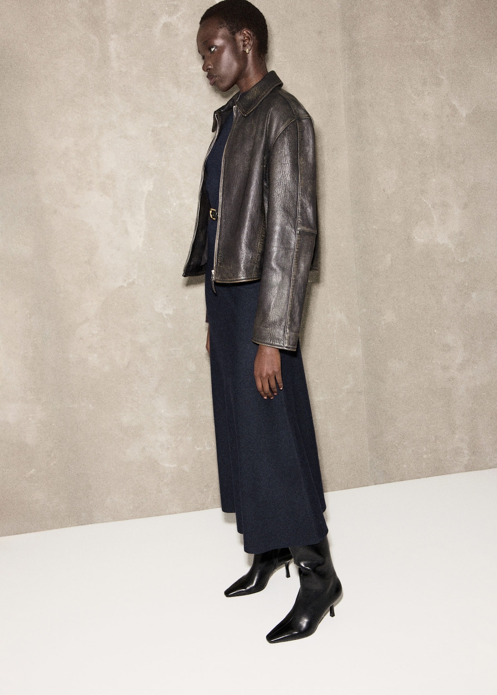 Mango Jupe En Tricot Mélange Laine Bleu Marine - Femme - Xxl -  In Black