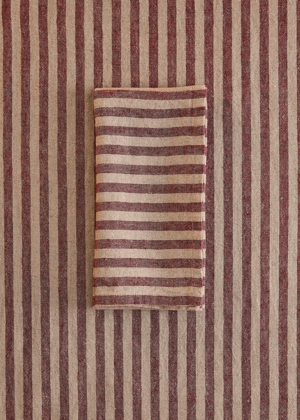 Mango Home Linen Striped Napkins Red